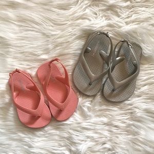 Old Navy Flip Flop Bundle Toddler Girl Silver Pink